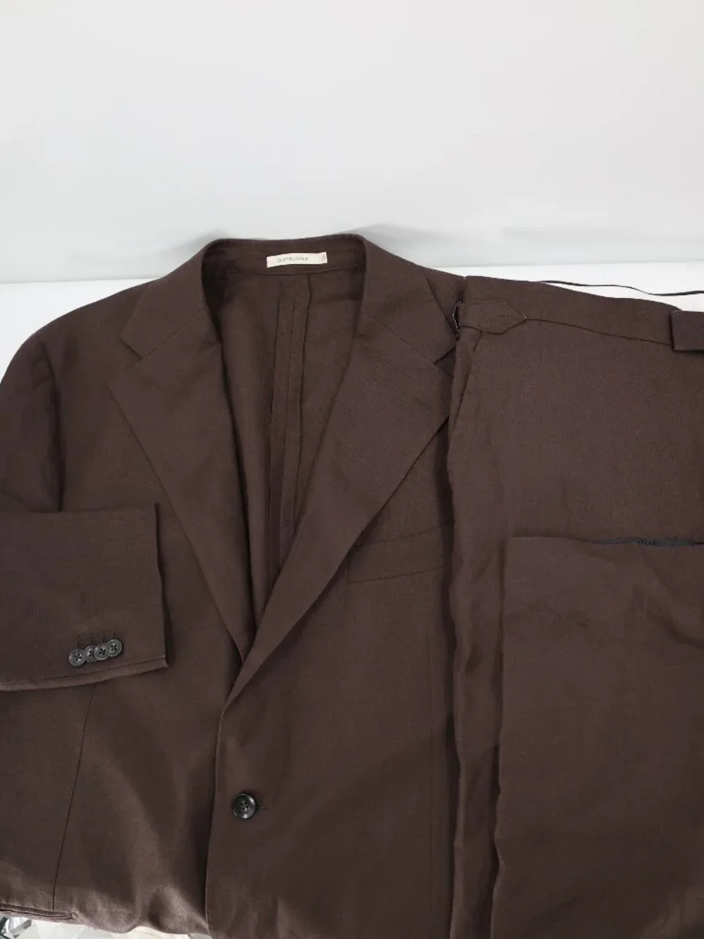 Suitsupply Suit Men 50L 42x31 Washington SA Roma Jetted Pure Linen 2 Piece Brown